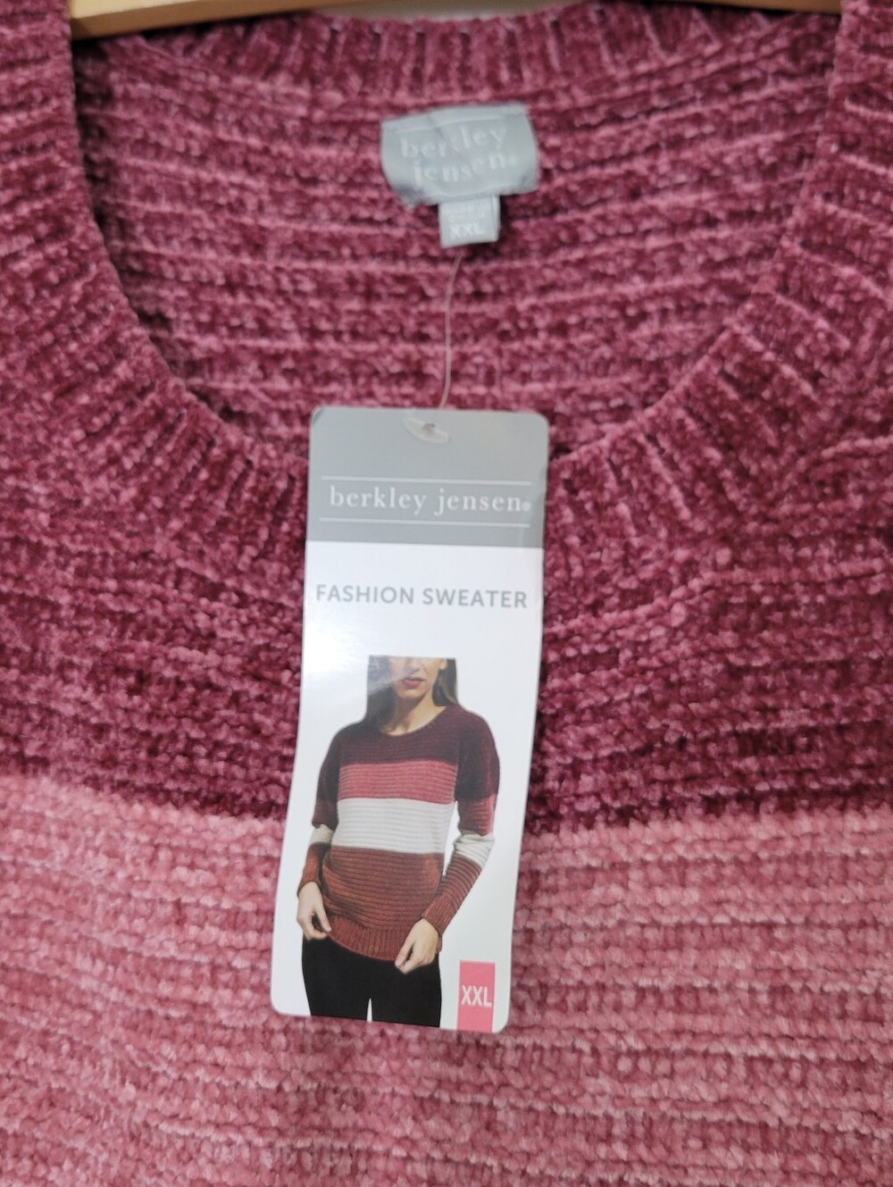 NWT Plush Chenille Colorblock Striped Cozy Sweater Plus Size XXL - Picture 4 of 5